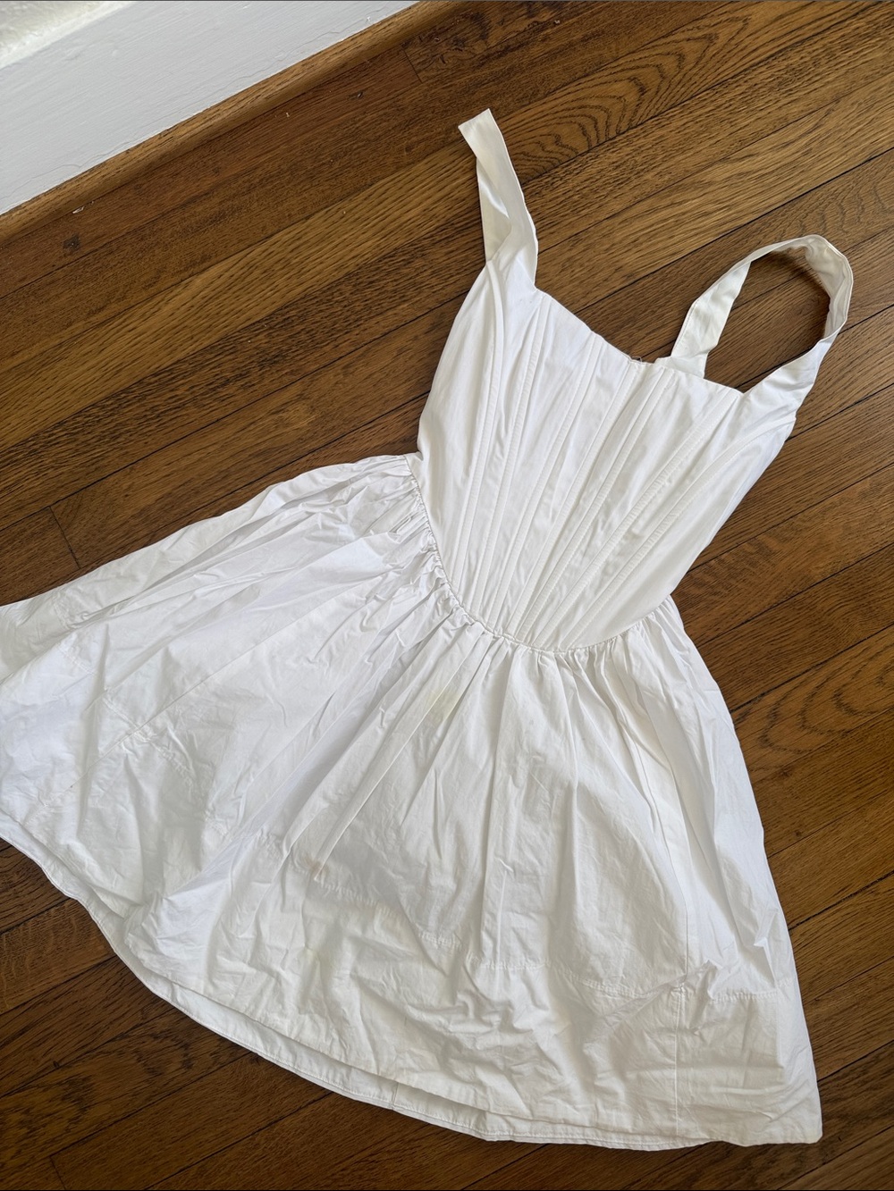 Olivaceous White Fit-and-Flare Corset Dress